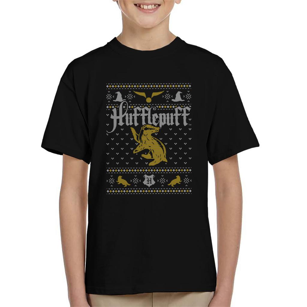 Harry Potter Christmas Hufflepuff Kid's T-Shirt-ALL + EVERY