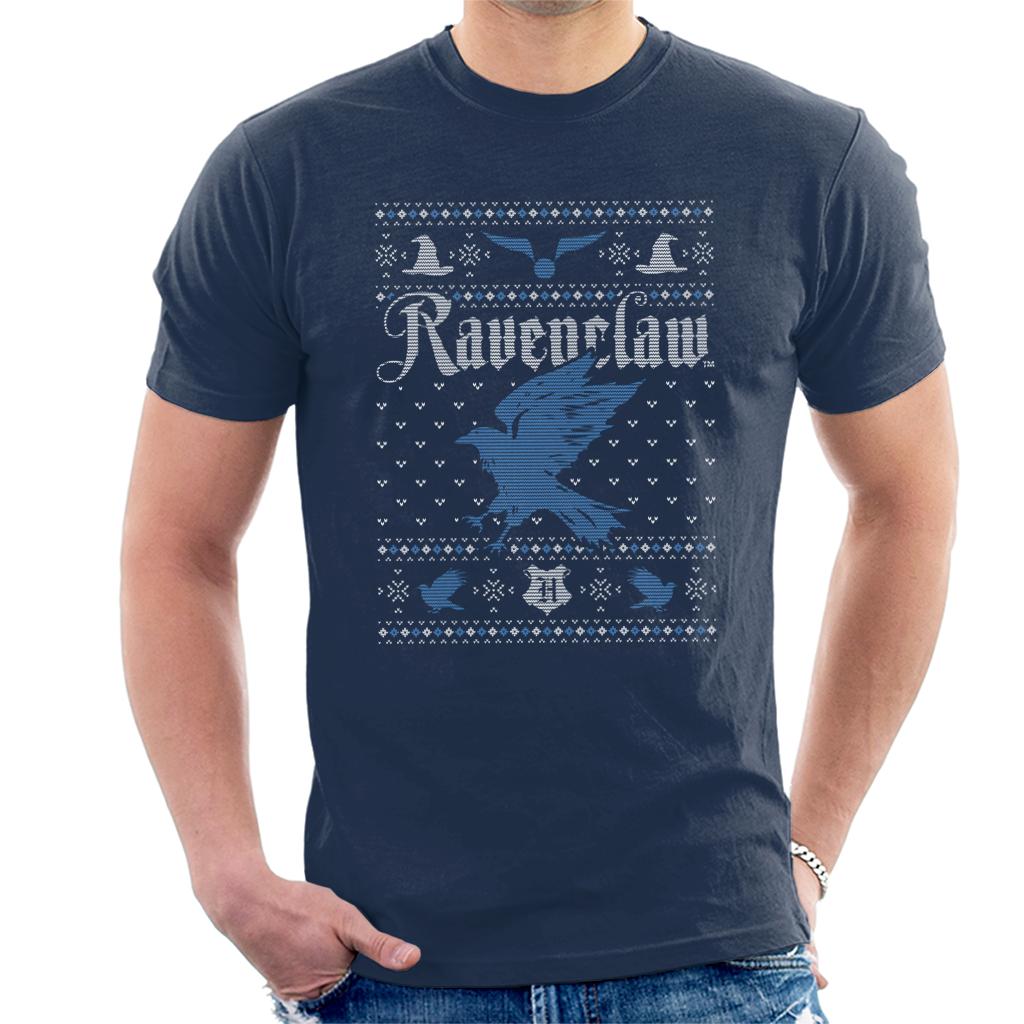 Harry Potter Christmas Ravenclaw Patten Men's T-Shirt-ALL + EVERY