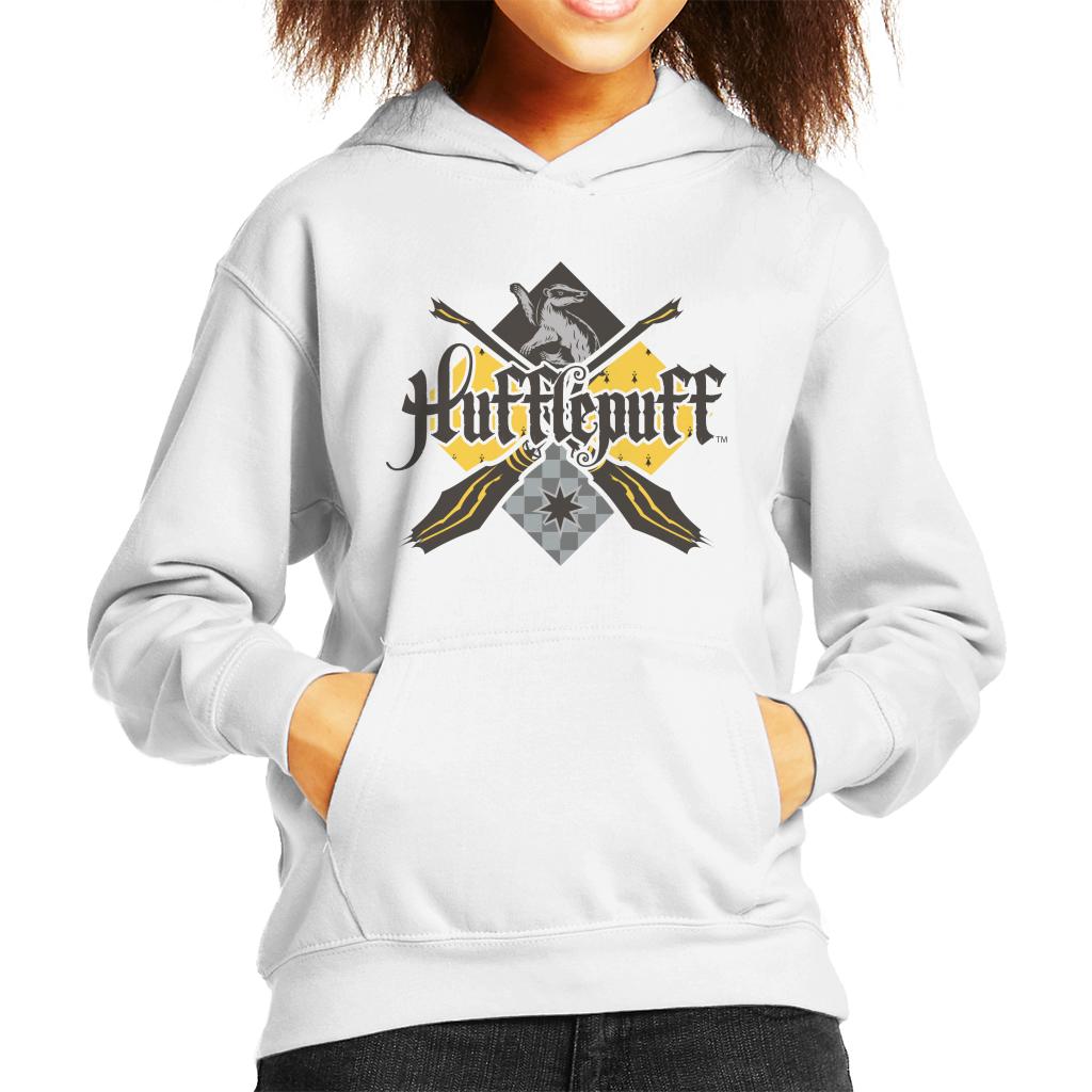 Harry Potter Hufflepuff Quidditch Crest Kid's Hooded Sweatshirt-ALL + EVERY