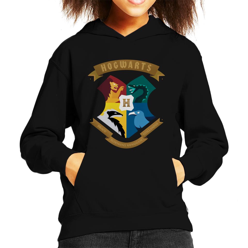 Harry Potter All Hogwarts School Shield Kid's Hooded Sweatshirt-ALL + EVERY