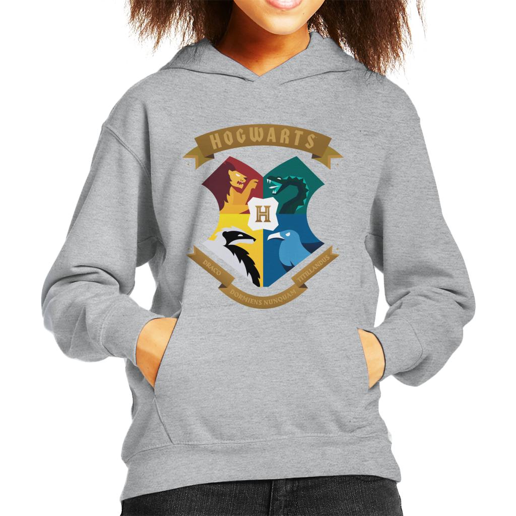 Harry Potter All Hogwarts School Shield Kid's Hooded Sweatshirt-ALL + EVERY