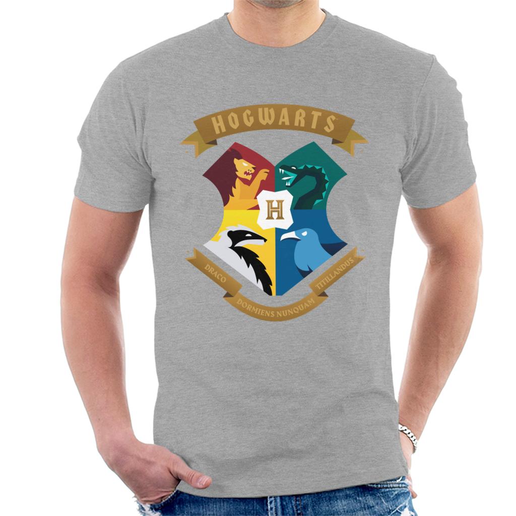 Harry Potter All Hogwarts School Shield Men's T-Shirt-ALL + EVERY