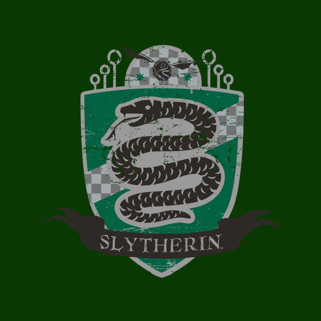 Harry Potter Slytherin Quidditch Distressed Shield Men's T-Shirt-ALL + EVERY