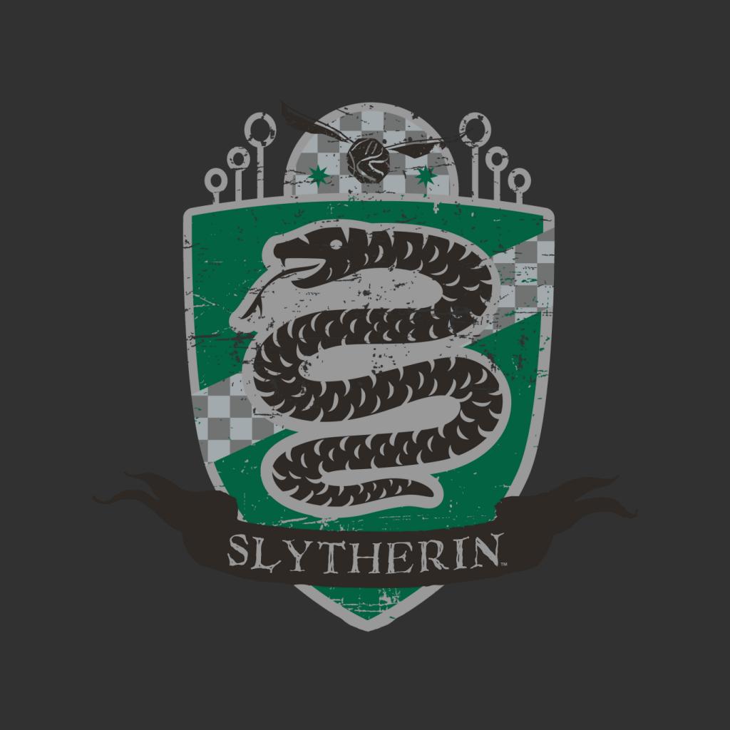 Harry Potter Slytherin Quidditch Distressed Shield Men's T-Shirt-ALL + EVERY