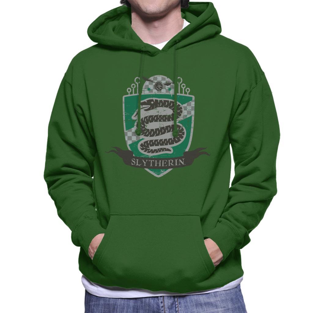 Harry Potter Slytherin Quidditch Distressed Shield Men's Hooded Sweatshirt-ALL + EVERY