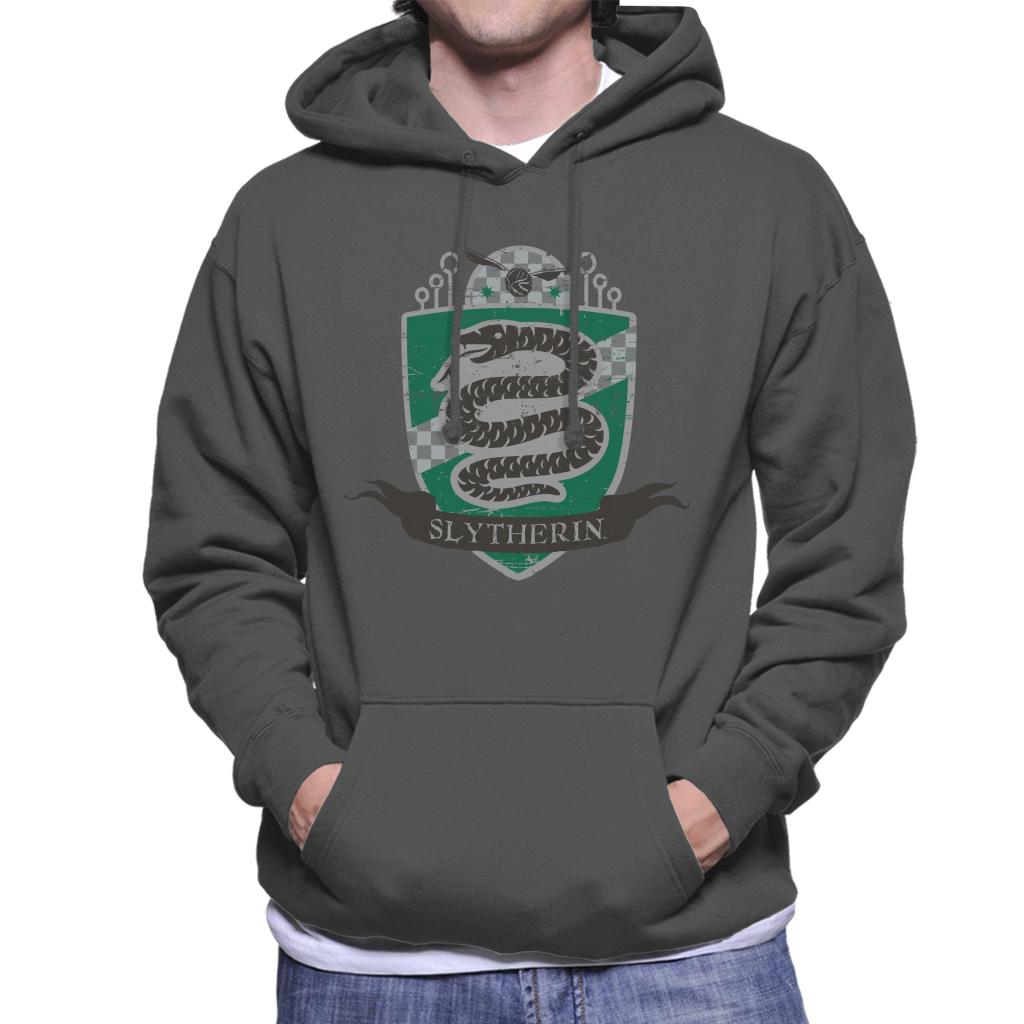 Harry Potter Slytherin Quidditch Distressed Shield Men's Hooded Sweatshirt-ALL + EVERY