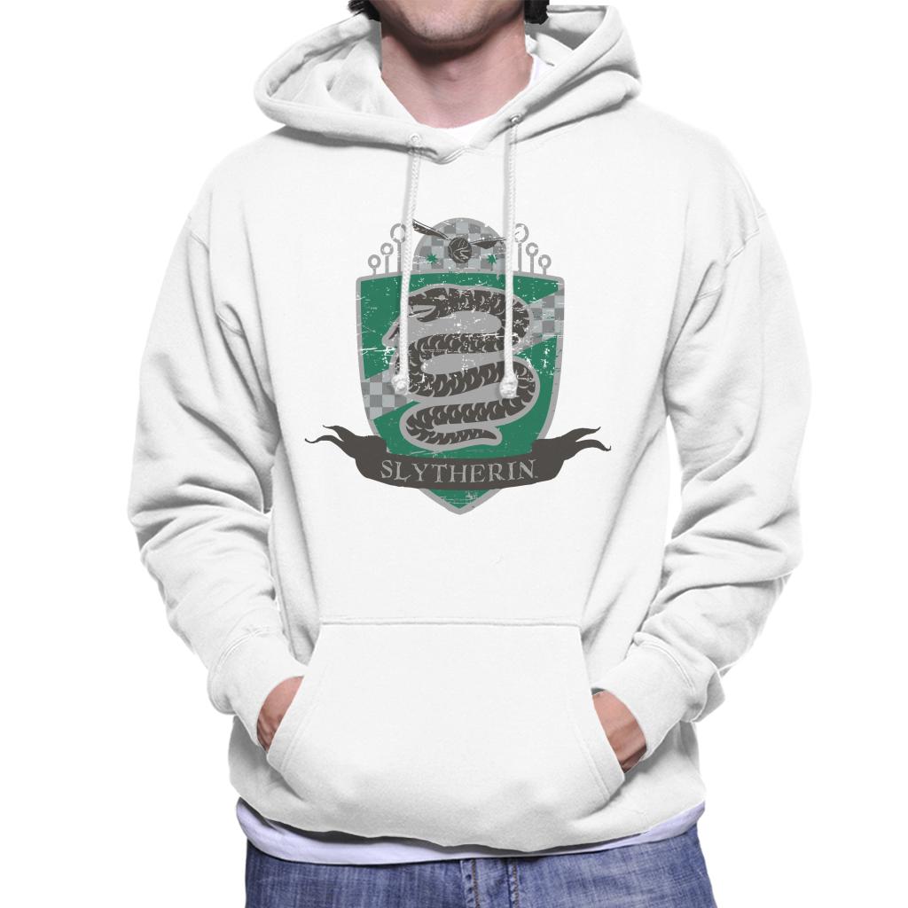 Harry Potter Slytherin Quidditch Distressed Shield Men's Hooded Sweatshirt-ALL + EVERY