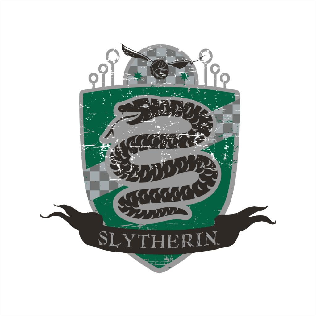 Harry Potter Slytherin Quidditch Distressed Shield Men's T-Shirt-ALL + EVERY