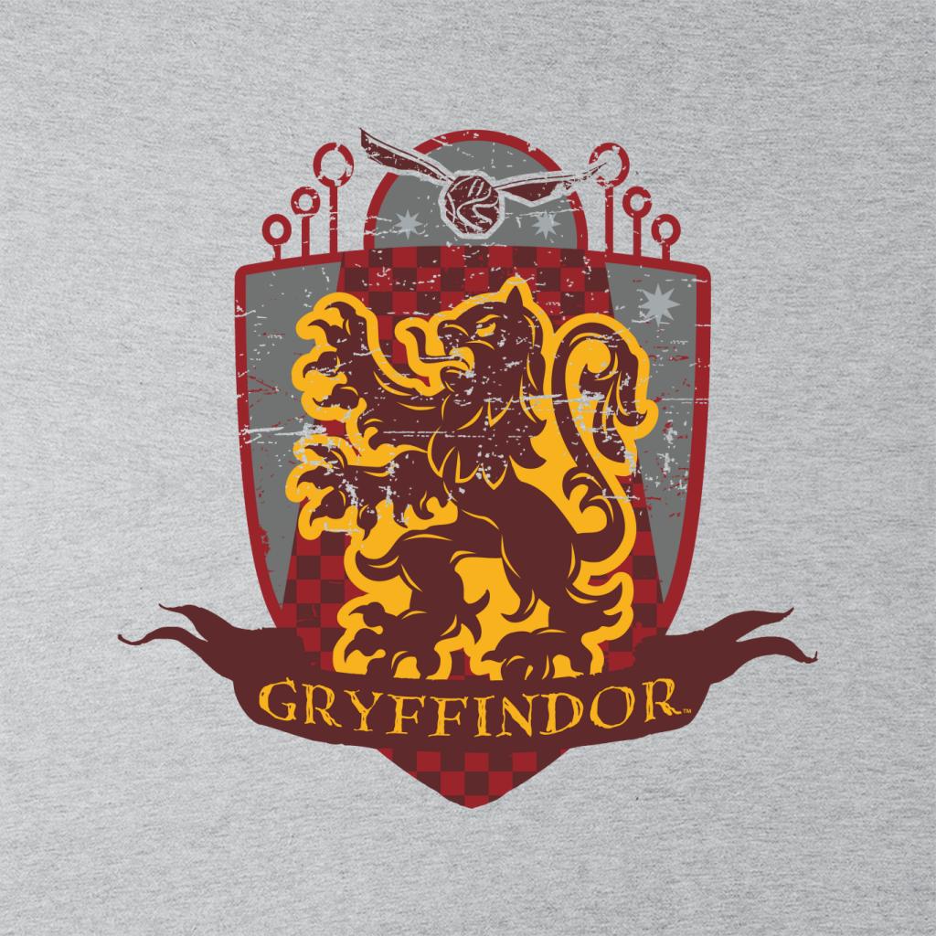 Harry Potter Gryffindor Quidditch Distressed Shield Kid's T-Shirt-ALL + EVERY