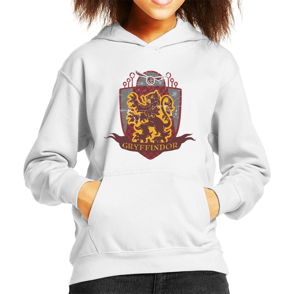 Harry Potter Gryffindor Quidditch Distressed Shield Kid's Hooded Sweatshirt-ALL + EVERY