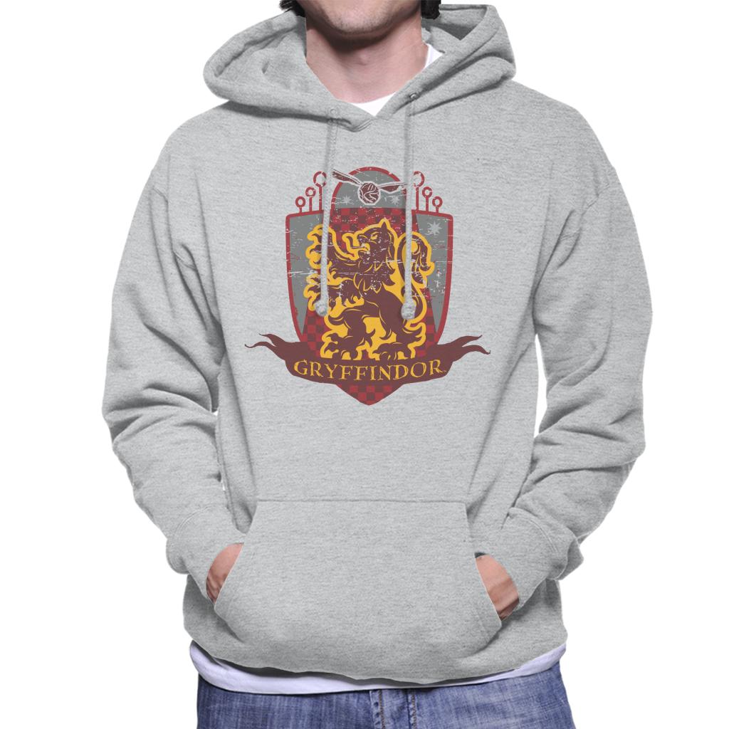 Harry Potter Gryffindor Quidditch Distressed Shield Men's Hooded Sweatshirt-ALL + EVERY