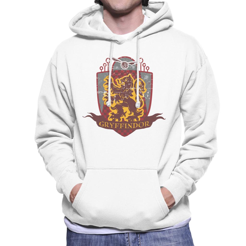 Harry Potter Gryffindor Quidditch Distressed Shield Men's Hooded Sweatshirt-ALL + EVERY