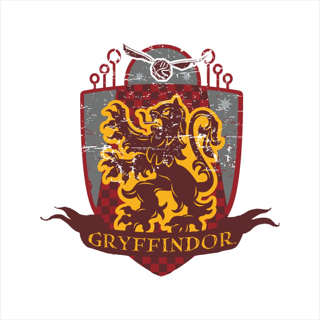 Harry Potter Gryffindor Quidditch Distressed Shield Men's T-Shirt-ALL + EVERY