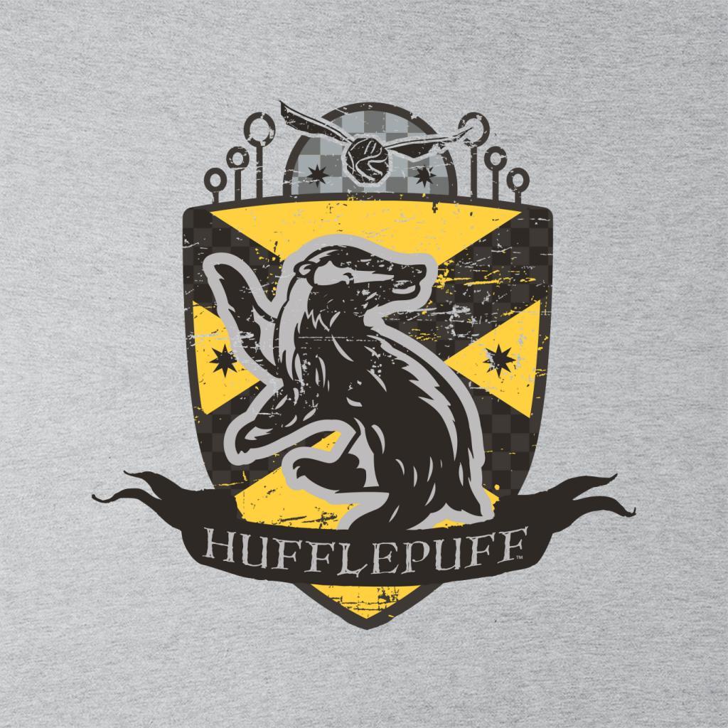 Harry Potter Hufflepuff Quidditch Distressed Shield Men's T-Shirt-ALL + EVERY