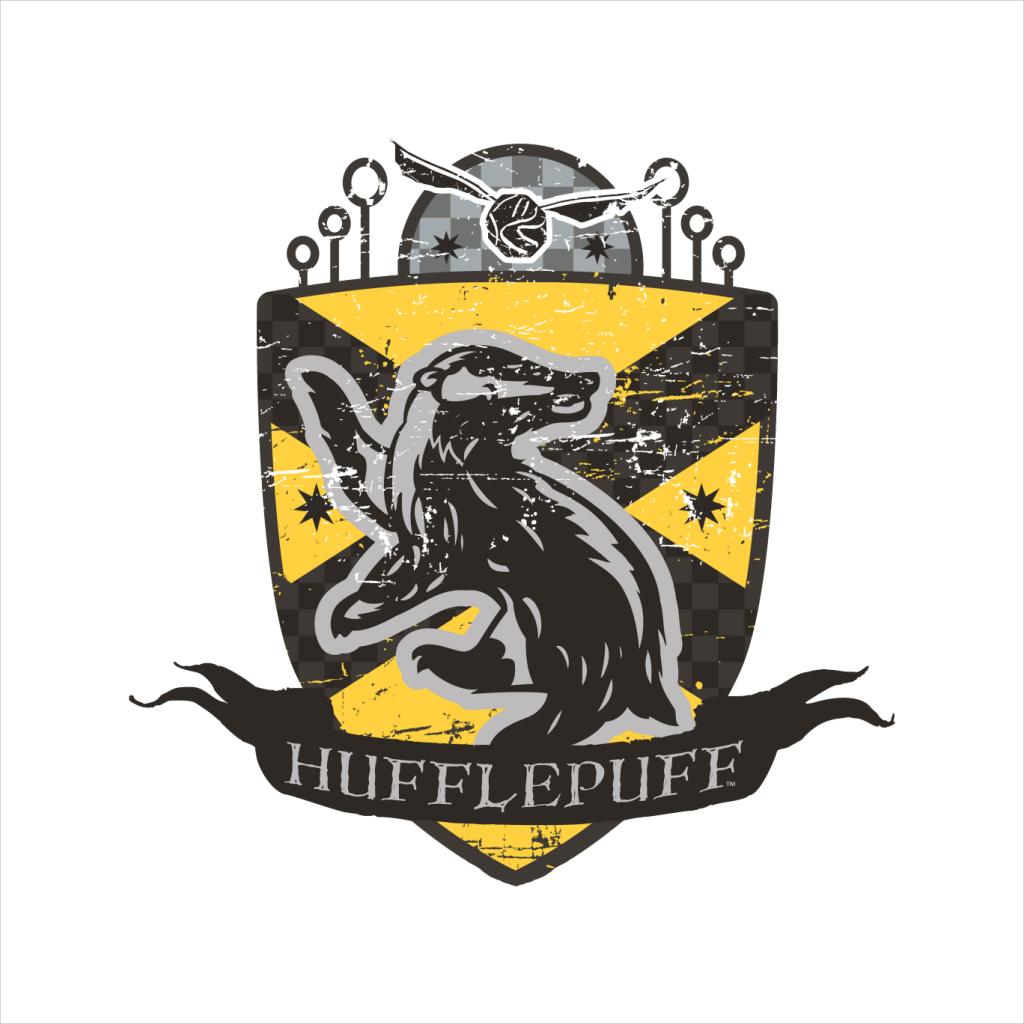 Harry Potter Hufflepuff Quidditch Distressed Shield Men's T-Shirt-ALL + EVERY