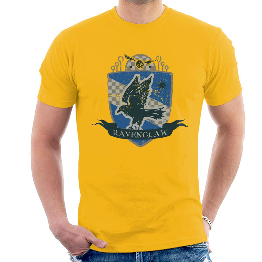 Harry Potter Ravenclaw Quidditch Distressed Shield Men's T-Shirt-ALL + EVERY