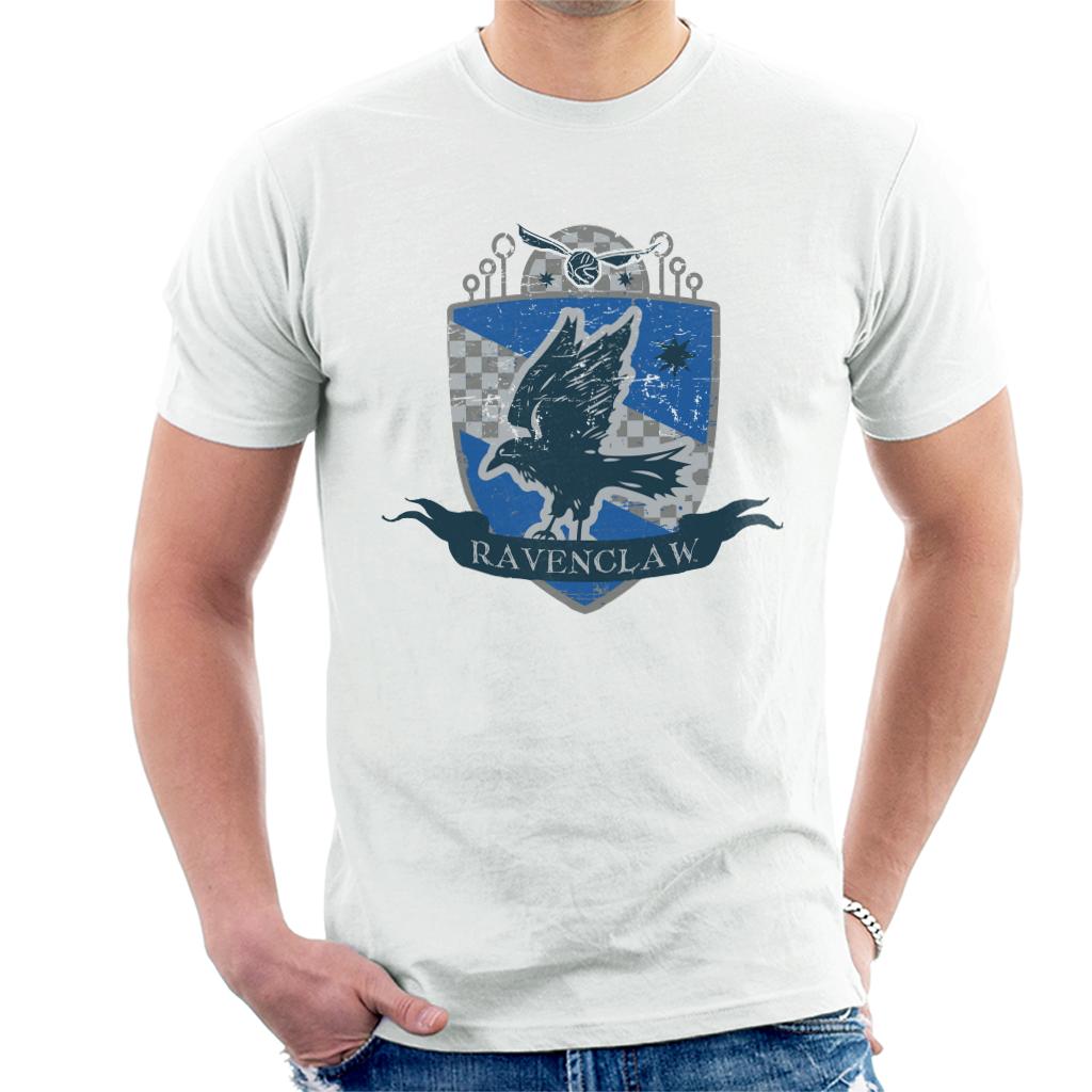 Harry Potter Ravenclaw Quidditch Distressed Shield Men's T-Shirt-ALL + EVERY