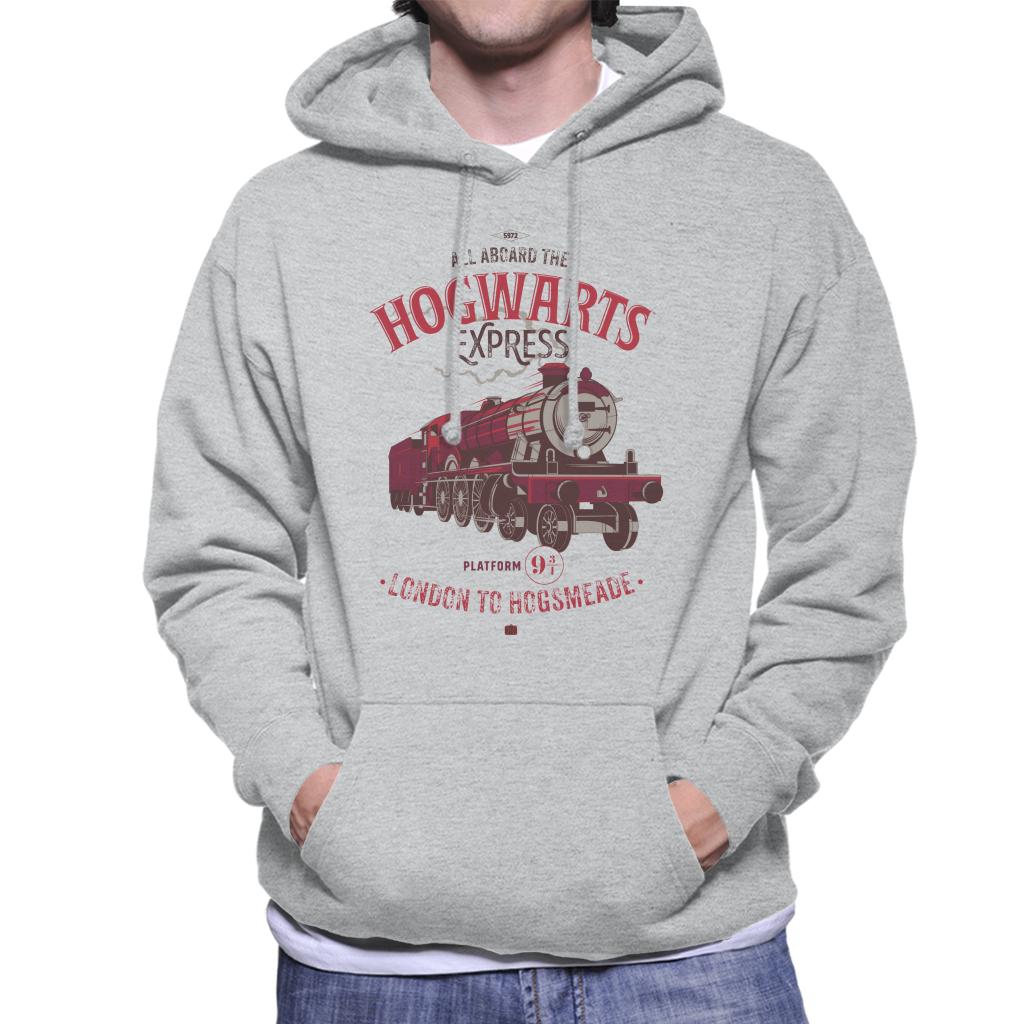 Harry Potter All Aboard The Hogwarts Express London To Hogsmeade Men's Hooded Sweatshirt-ALL + EVERY