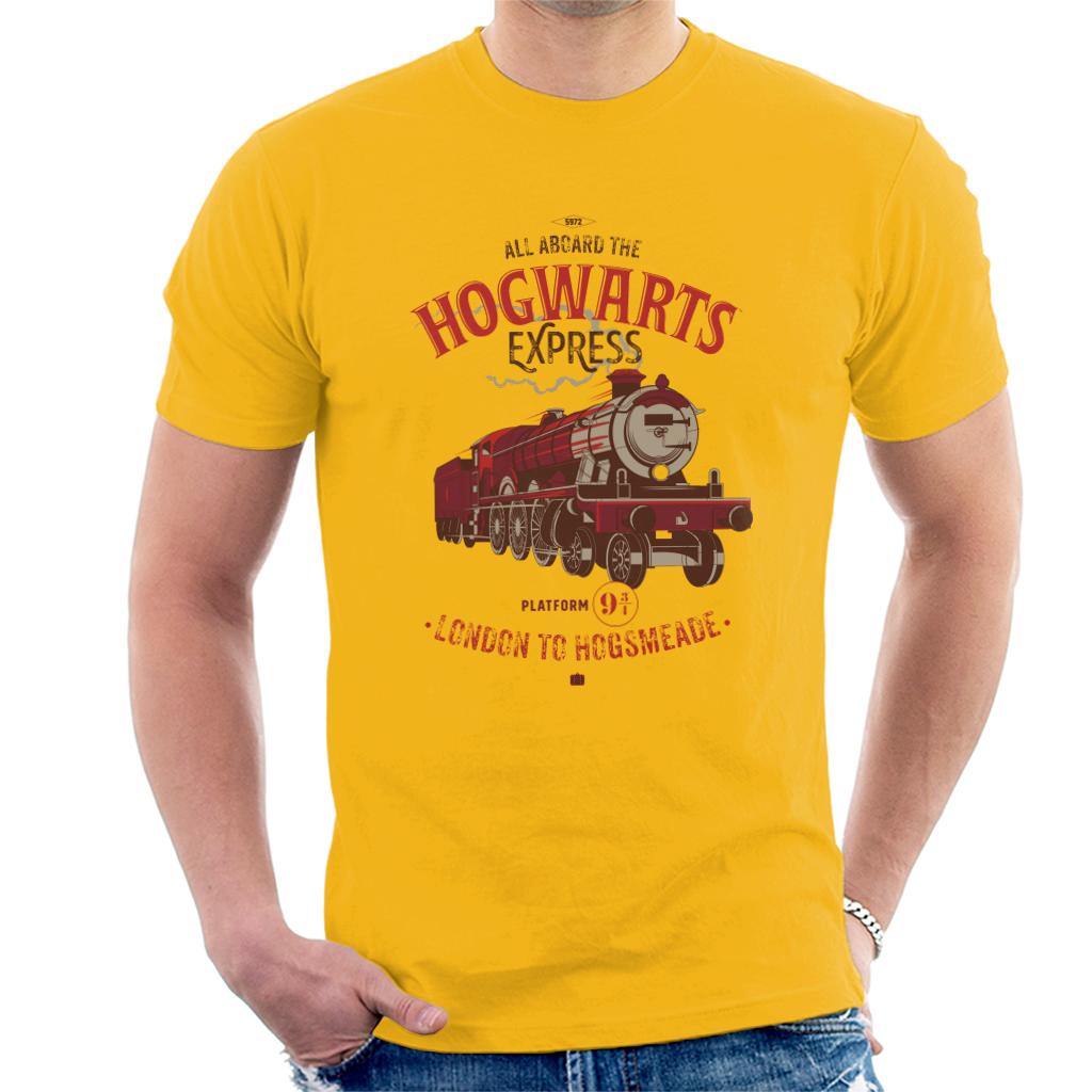 Harry Potter All Aboard The Hogwarts Express London To Hogsmeade Men's T-Shirt-ALL + EVERY