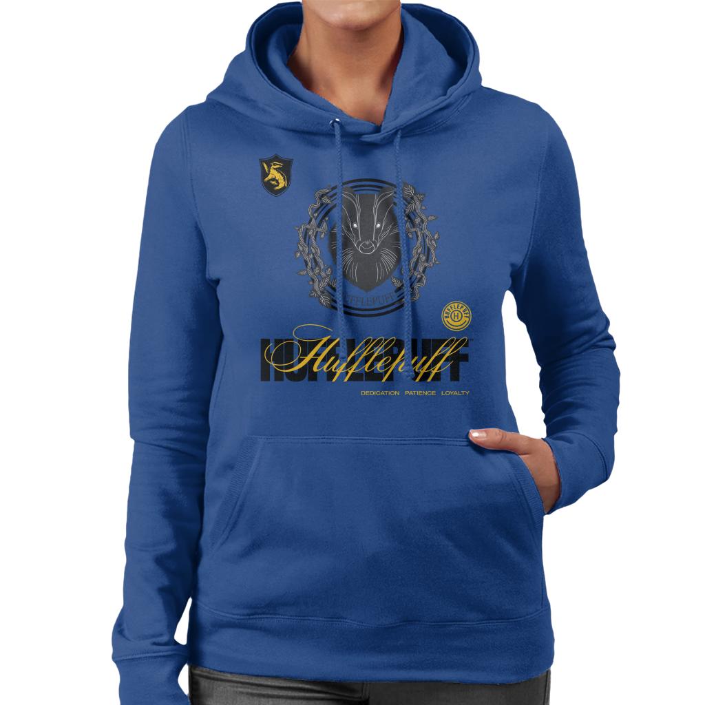 Harry Potter Hufflepuff Badger Crest Women's Hooded Sweatshirt-ALL + EVERY