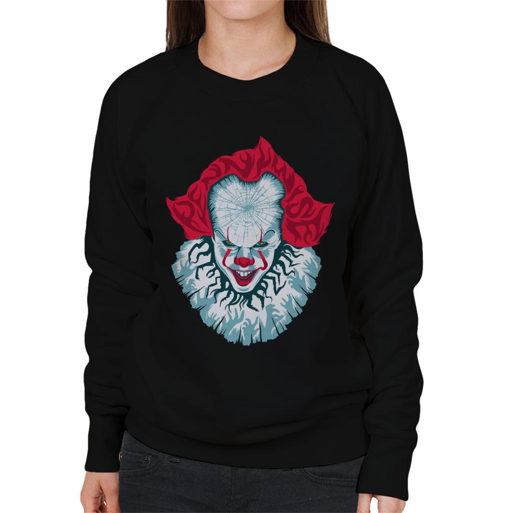 IT Pennywise Cracked Head Women's Sweatshirt-ALL + EVERY