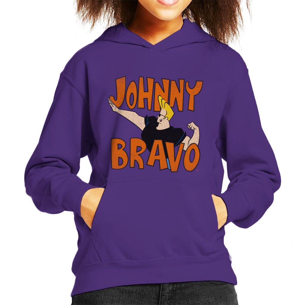 Johnny Bravo Side Pose Logo Kid's Hooded Sweatshirt-ALL + EVERY