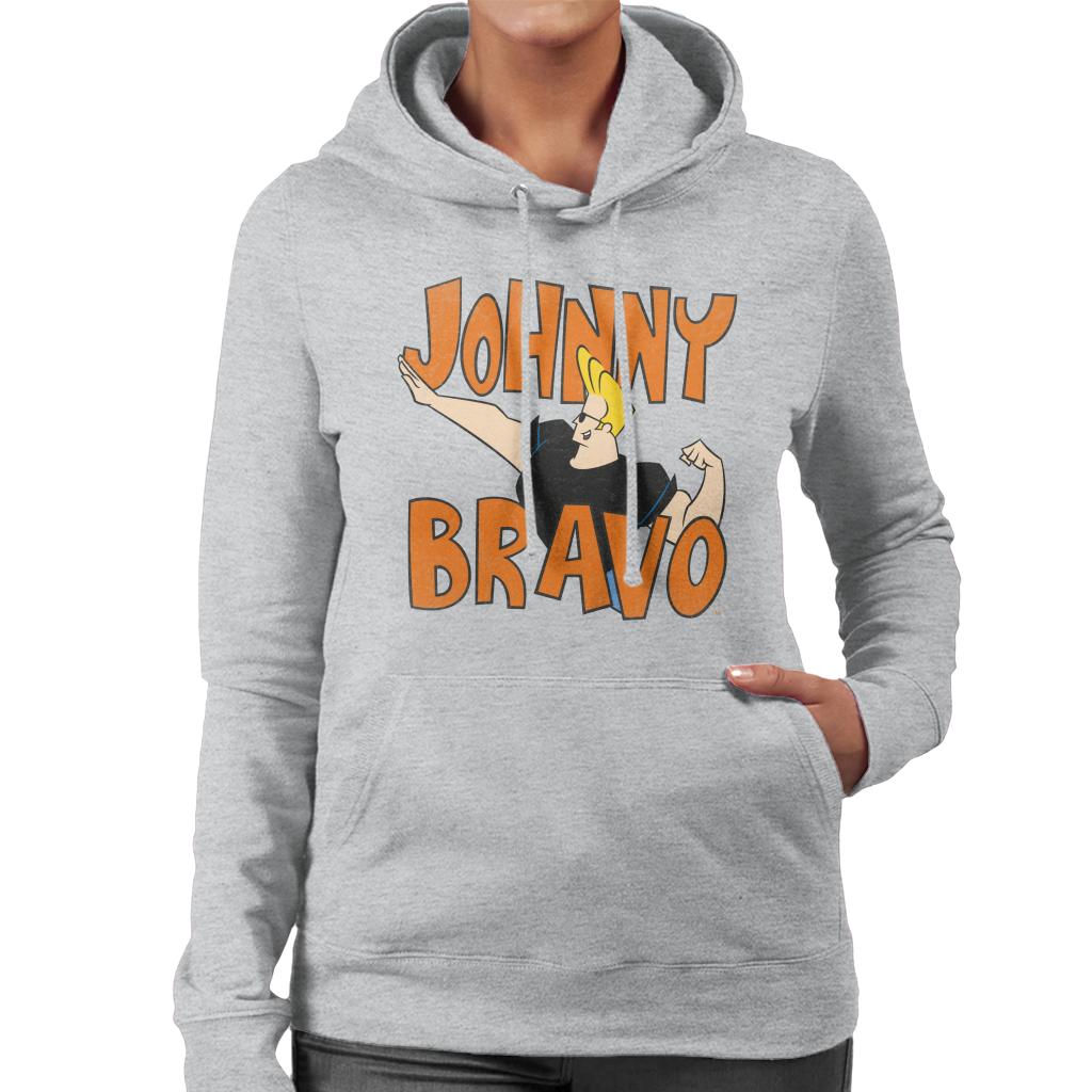 Johnny Bravo Side Pose Logo Women's Hooded Sweatshirt-ALL + EVERY