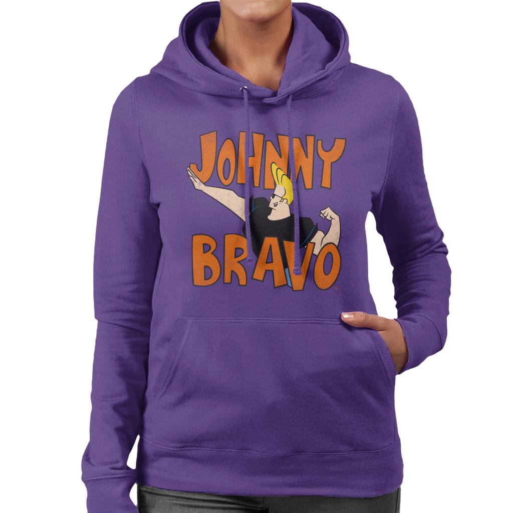 Johnny Bravo Side Pose Logo Women's Hooded Sweatshirt-ALL + EVERY