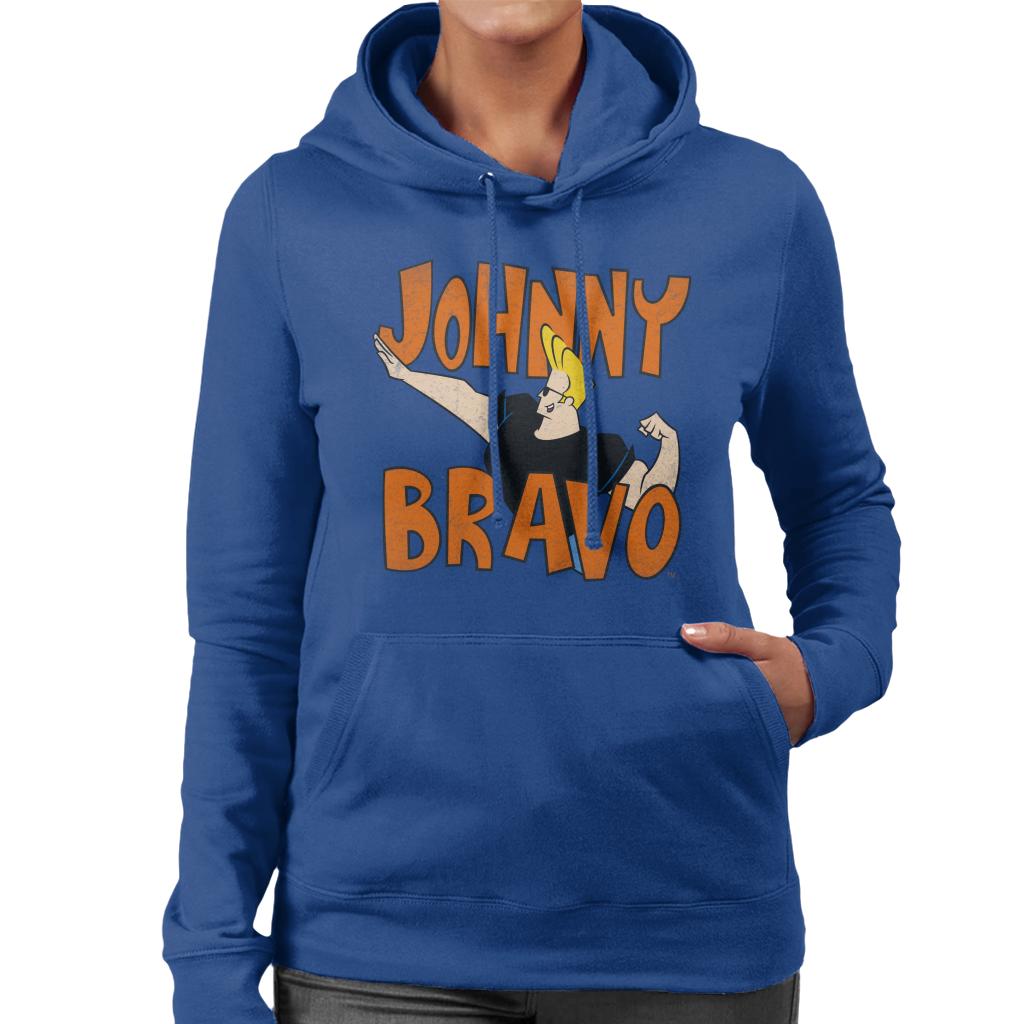 Johnny Bravo Side Pose Logo Women's Hooded Sweatshirt-ALL + EVERY