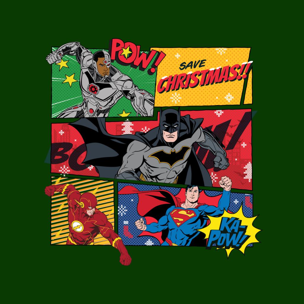 Justice League Christmas Comic Save Christmas Kid's T-Shirt-ALL + EVERY