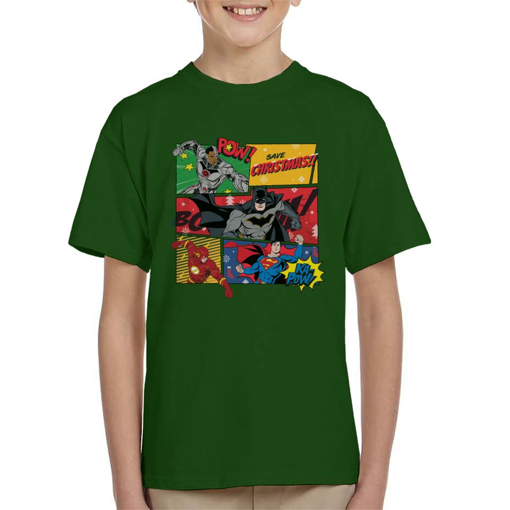 Justice League Christmas Comic Save Christmas Kid's T-Shirt-ALL + EVERY