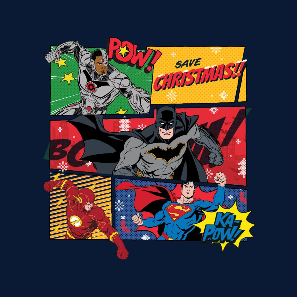 Justice League Christmas Comic Save Christmas Kid's T-Shirt-ALL + EVERY