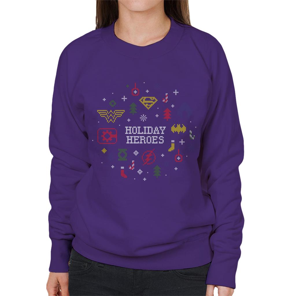 Justice League Christmas Holiday Heroes Women's Sweatshirt-ALL + EVERY