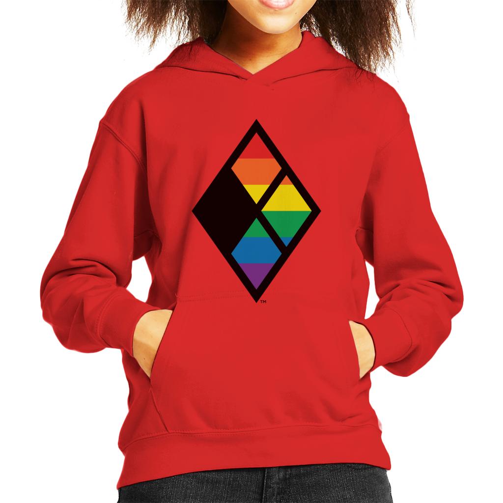 Justice League Diamond Rainbow Logo Kid's Hooded Sweatshirt-ALL + EVERY