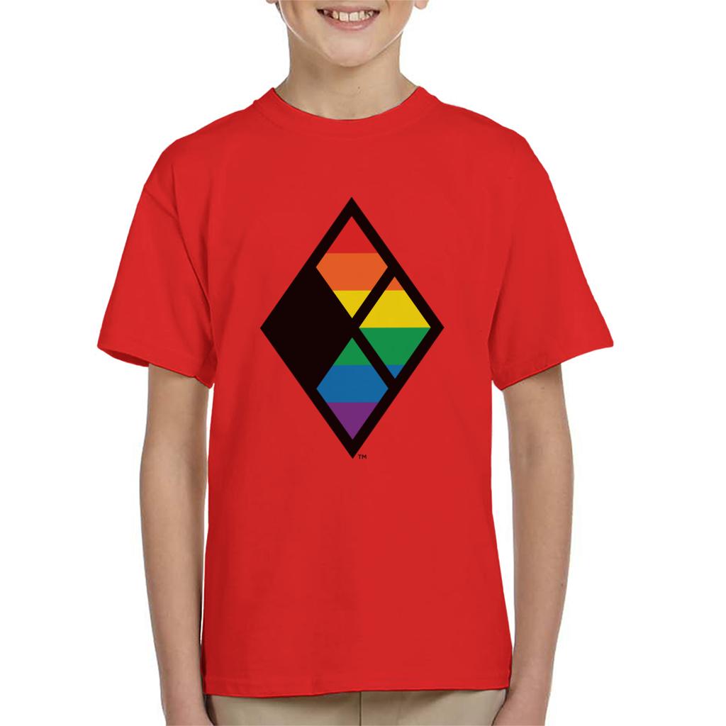 Justice League Diamond Rainbow Logo Kid's T-Shirt-ALL + EVERY