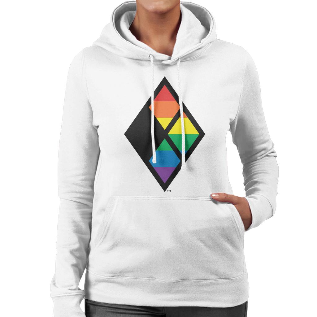 Justice League Diamond Rainbow Logo Women's Hooded Sweatshirt-ALL + EVERY