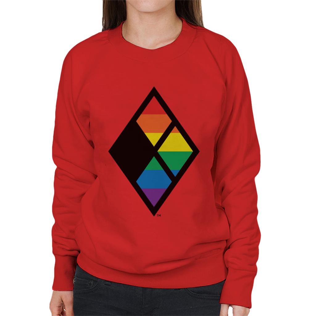 Justice League Diamond Rainbow Logo Women's Sweatshirt-ALL + EVERY