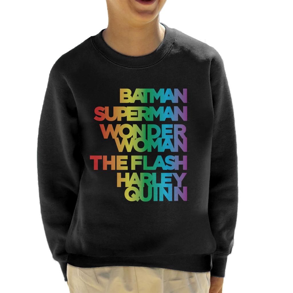 Justice League Characters Rainbow Kid's Sweatshirt-ALL + EVERY