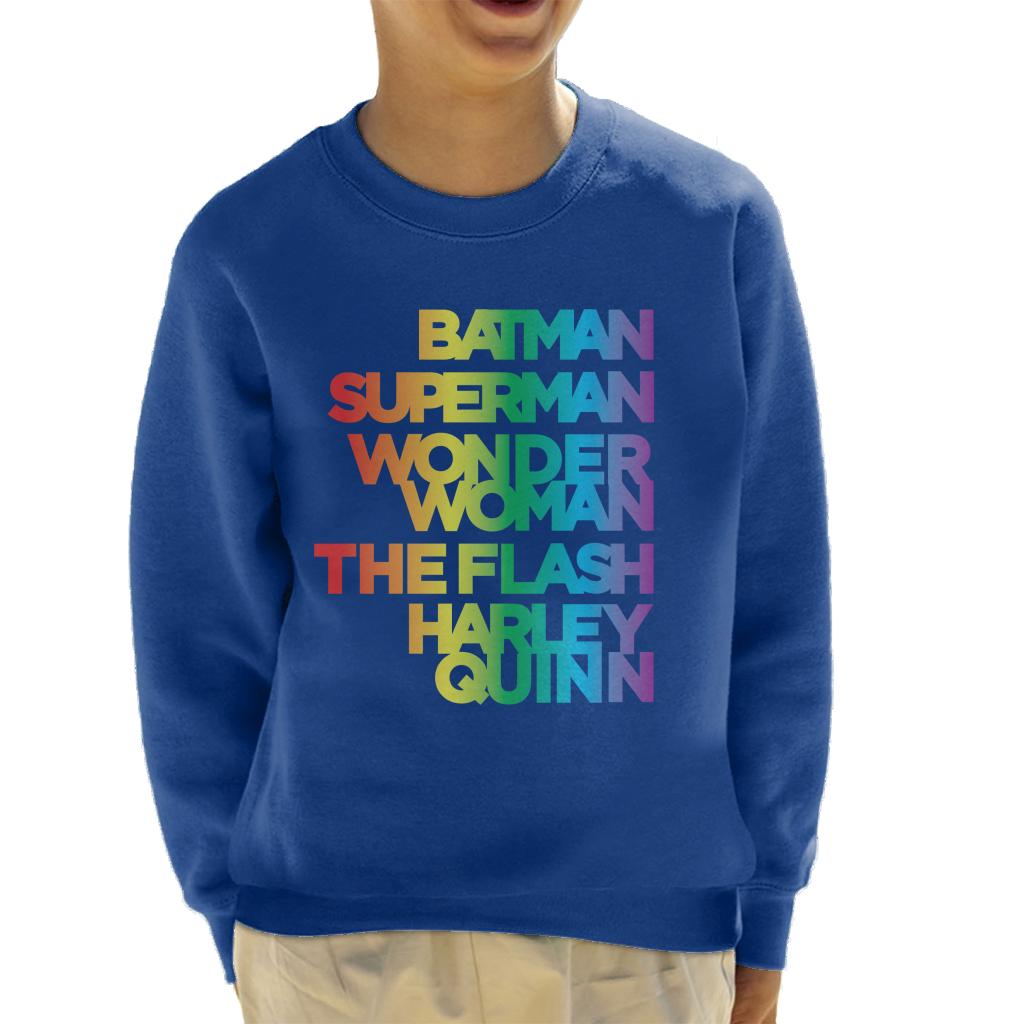 Justice League Characters Rainbow Kid's Sweatshirt-ALL + EVERY