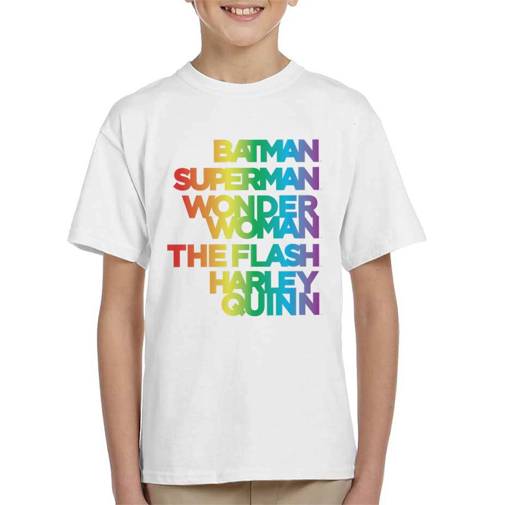 Justice League Characters Rainbow Kid's T-Shirt-ALL + EVERY