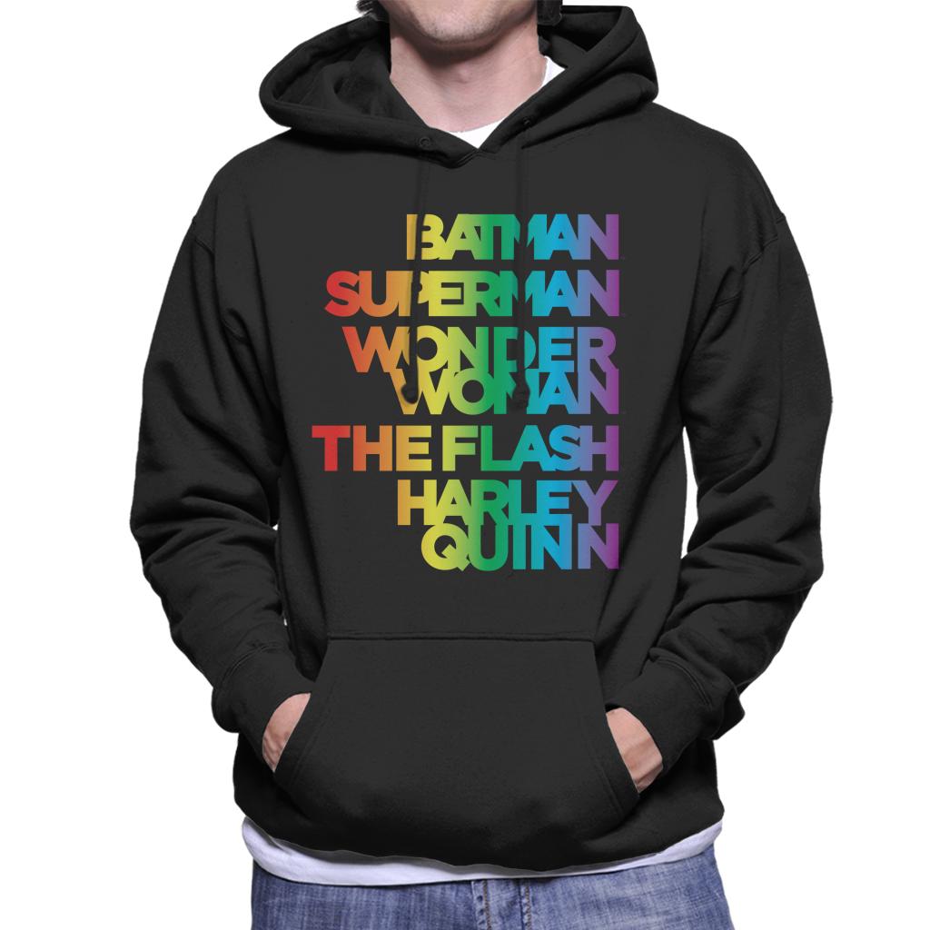 Justice League Characters Rainbow Men's Hooded Sweatshirt-ALL + EVERY