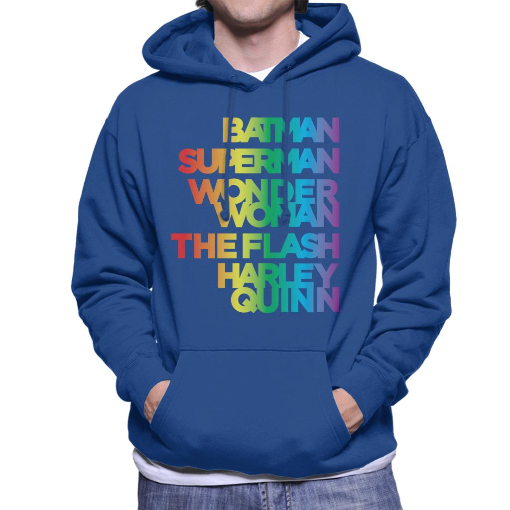 Justice League Characters Rainbow Men's Hooded Sweatshirt-ALL + EVERY