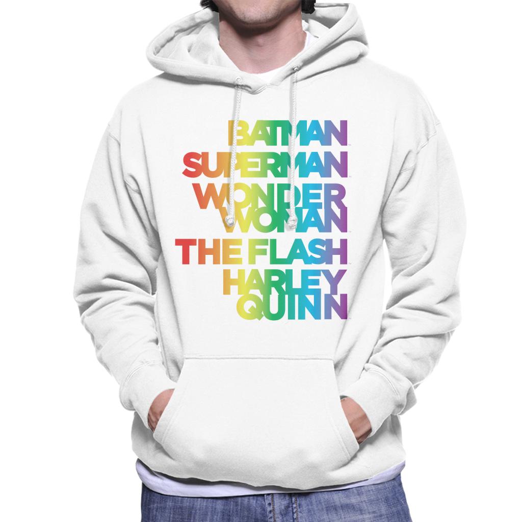 Justice League Characters Rainbow Men's Hooded Sweatshirt-ALL + EVERY