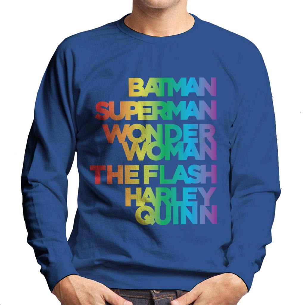 Justice League Characters Rainbow Men's Sweatshirt-ALL + EVERY