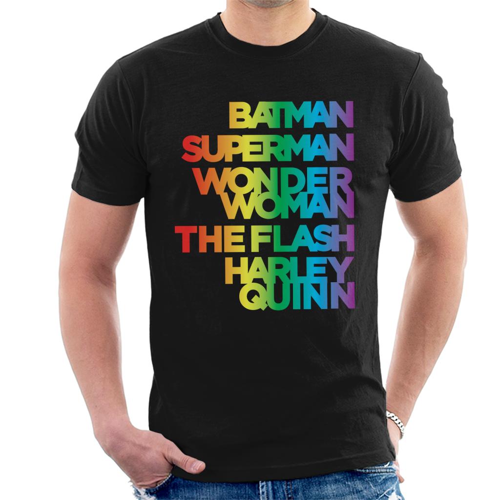 Justice League Characters Rainbow Men's T-Shirt-ALL + EVERY