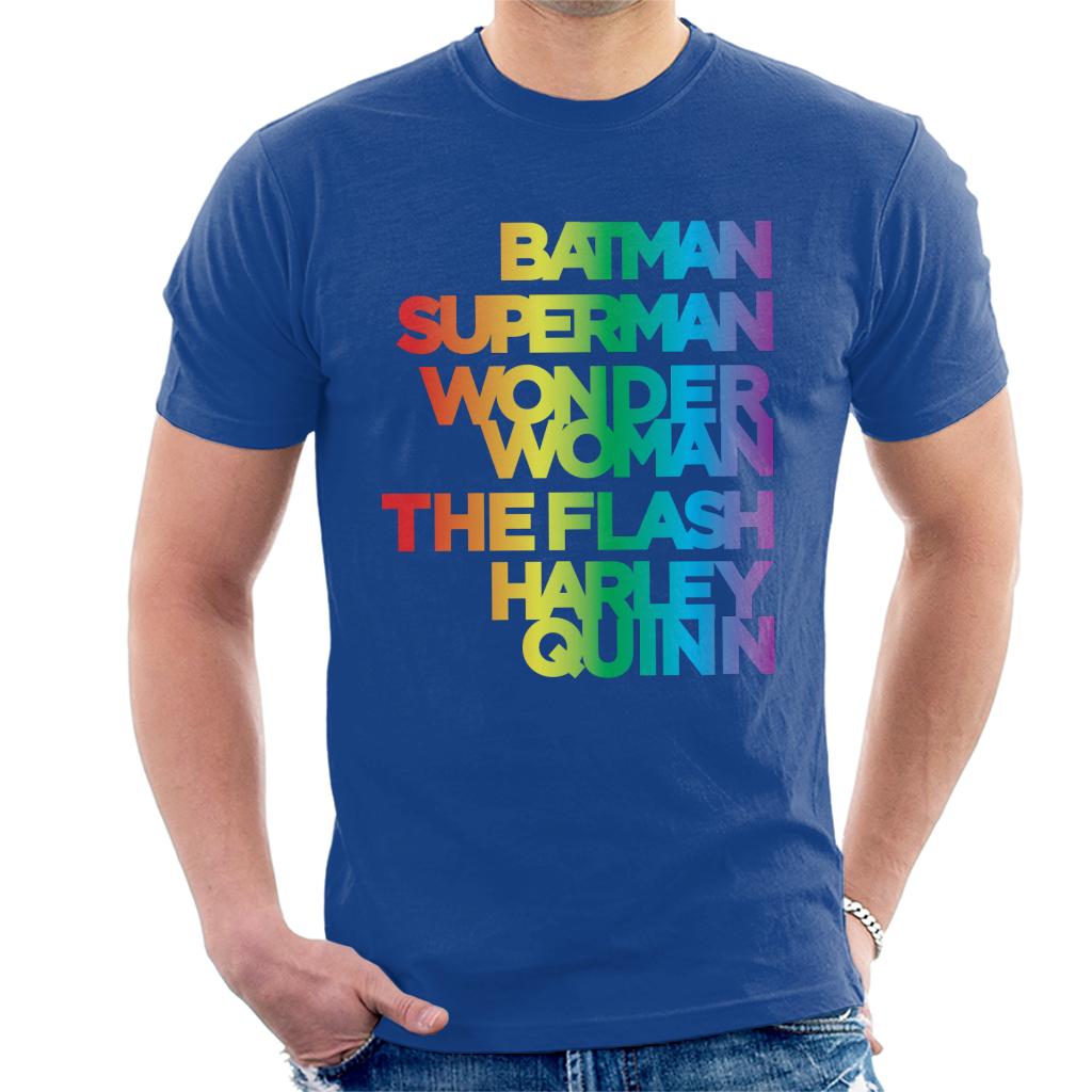 Justice League Characters Rainbow Men's T-Shirt-ALL + EVERY