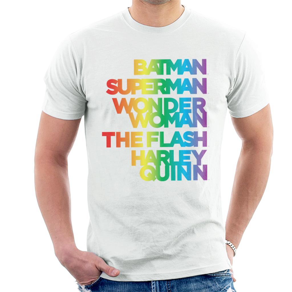 Justice League Characters Rainbow Men's T-Shirt-ALL + EVERY