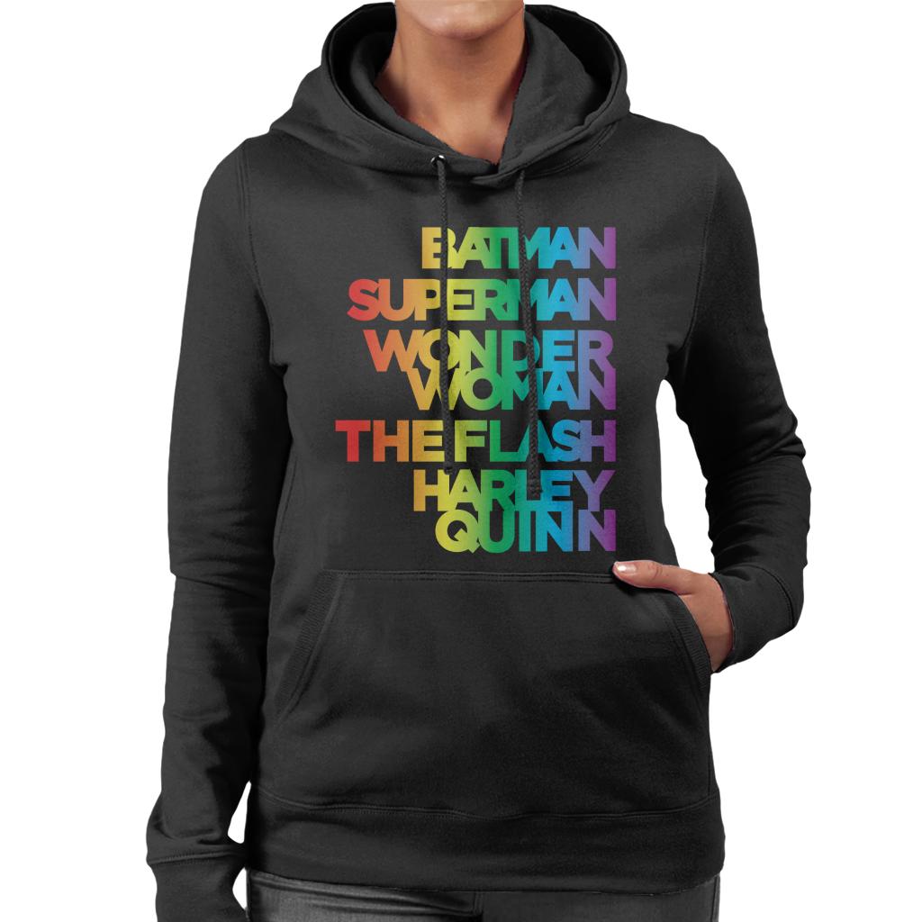 Justice League Characters Rainbow Women's Hooded Sweatshirt-ALL + EVERY