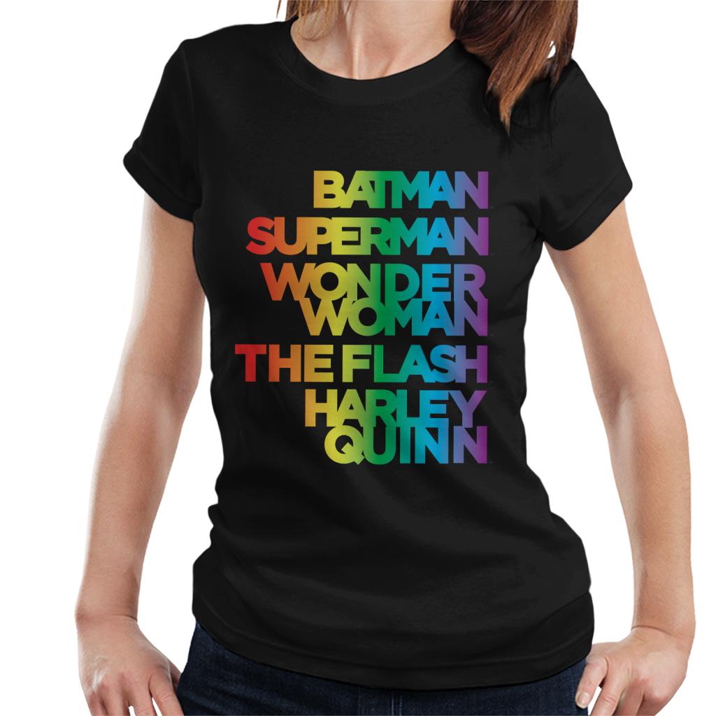 Justice League Characters Rainbow Women's T-Shirt-ALL + EVERY