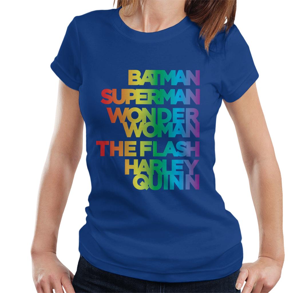 Justice League Characters Rainbow Women's T-Shirt-ALL + EVERY